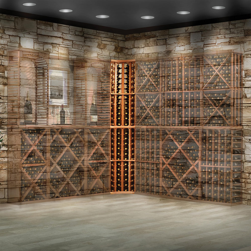 Wine Enthusiast N'FINITY Stackable 4 Foot Wine Rack - Curved Corner - Solid Mahogany - 48 Bottles - Stylish Durable Wine Rack Home Decor â Bar Cabinet Liquor Storage