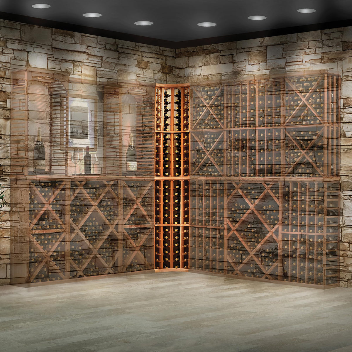 Wine Enthusiast N'FINITY Stackable 4 Foot Wine Rack - Curved Corner - Solid Mahogany - 48 Bottles - Stylish Durable Wine Rack Home Decor â Bar Cabinet Liquor Storage
