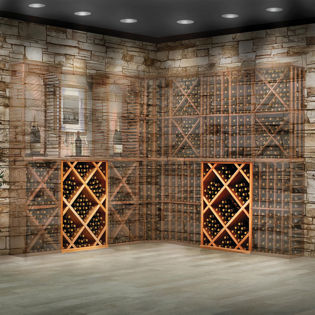 Wine Enthusiast N'FINITY Stackable 4 Foot Wine Rack - Curved Corner - Solid Mahogany - 48 Bottles - Stylish Durable Wine Rack Home Decor â Bar Cabinet Liquor Storage