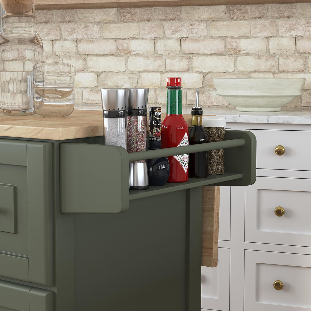 Homestyles Dolly Madison Black Mobile Kitchen Island Cart with Wood Drop Leaf Breakfast Bar
