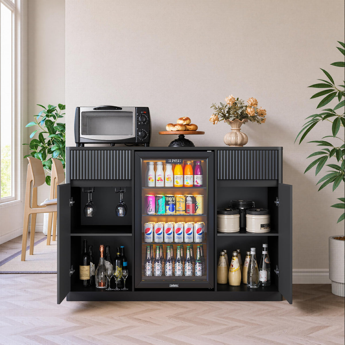 39.4" Coffee Bar Cupboard with Fridge Spaceï¼Natural Oak-ws
