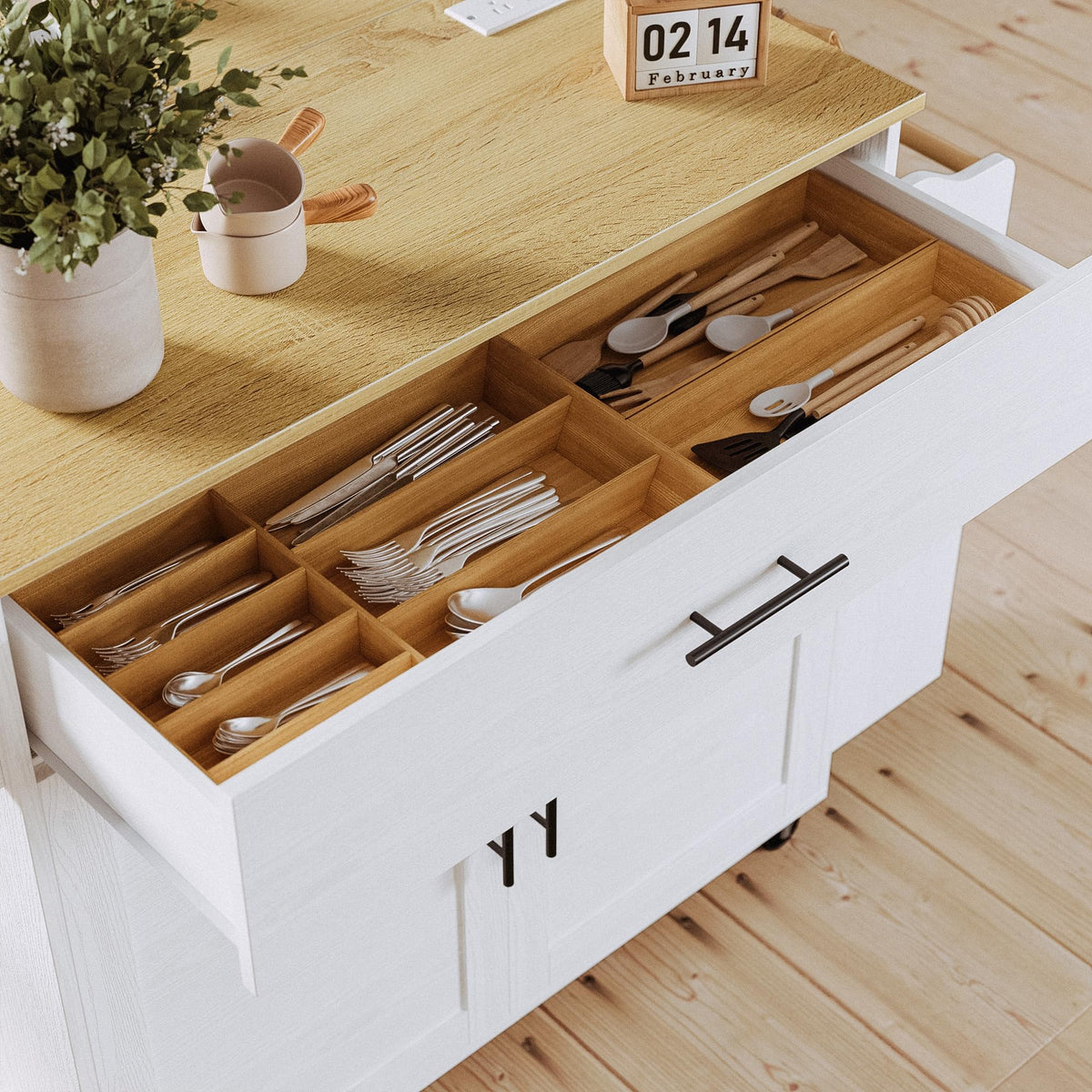 IRONCK Kitchen Island with Storage, Charging Station and Drop Leaf, Black