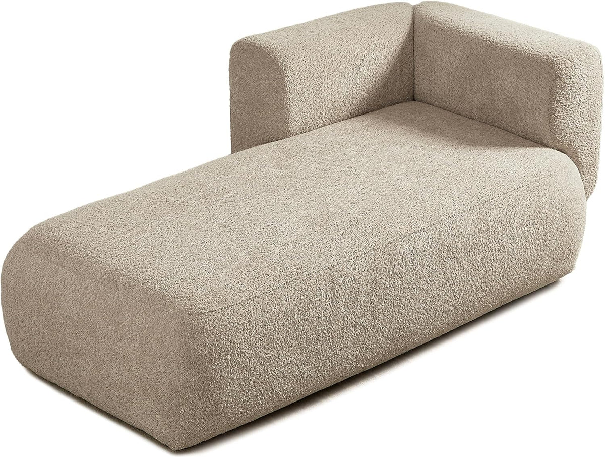 ERYE Boucle Upholstered Left Facing Chaise Lounge Indoor for Living Room Bedroom,Comfy Single Chaise Lounge Modern Leisure Recliner Sleeper Sofa Daybed, Easy Assemble