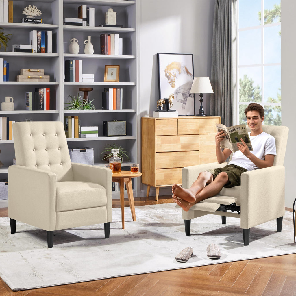 Yaheetech Fabric Recliner Chair Tufted Upholstered Single Sofa Gray