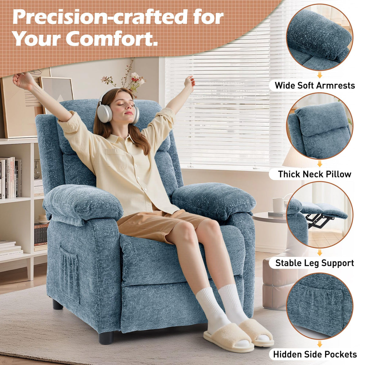 Korser Recliner Chair, Living Room Chairs for Adults