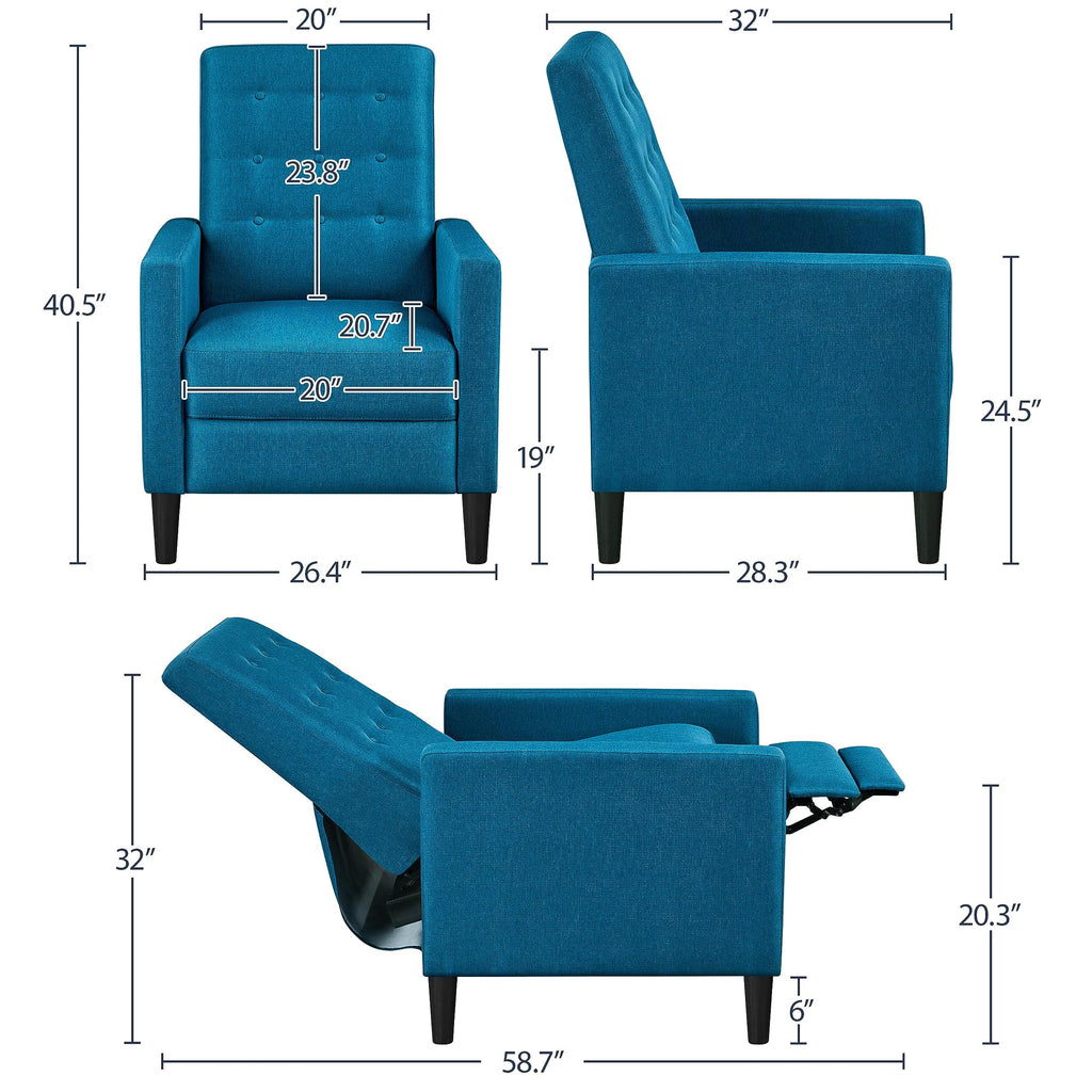 Yaheetech Fabric Recliner Chair Tufted Upholstered Single Sofa Gray