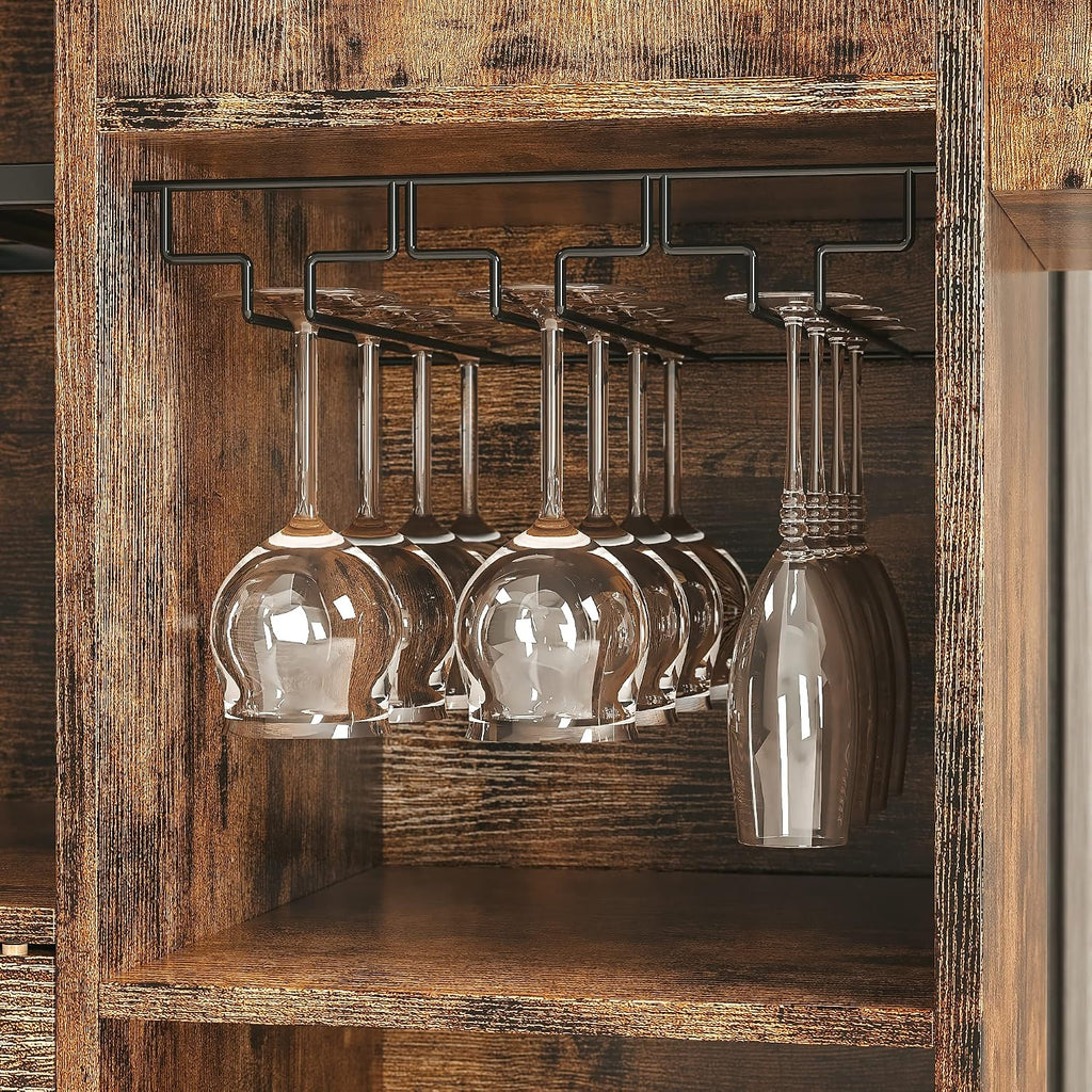 IRONCK Rolling Kitchen Island Cart with Drop-Leaf and Wine Rack, Brown