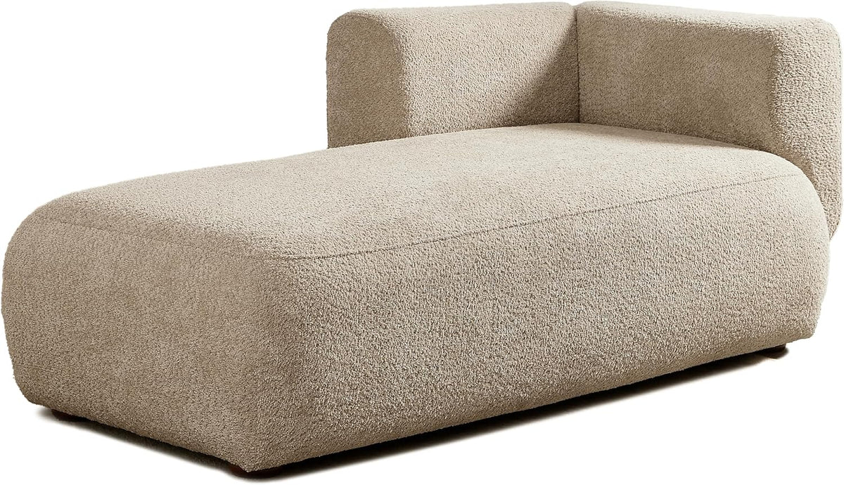 ERYE Boucle Upholstered Left Facing Chaise Lounge Indoor for Living Room Bedroom,Comfy Single Chaise Lounge Modern Leisure Recliner Sleeper Sofa Daybed, Easy Assemble