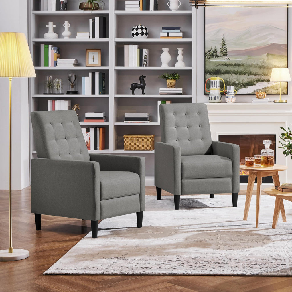 Yaheetech Fabric Recliner Chair Tufted Upholstered Single Sofa Gray