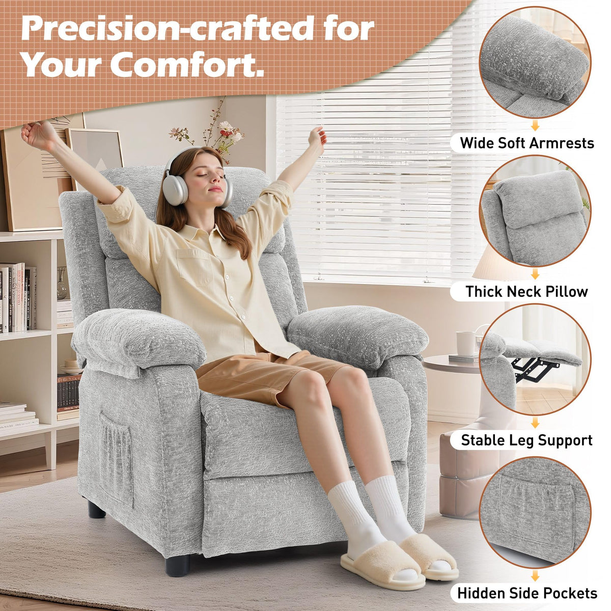 Korser Recliner Chair, Living Room Chairs for Adults