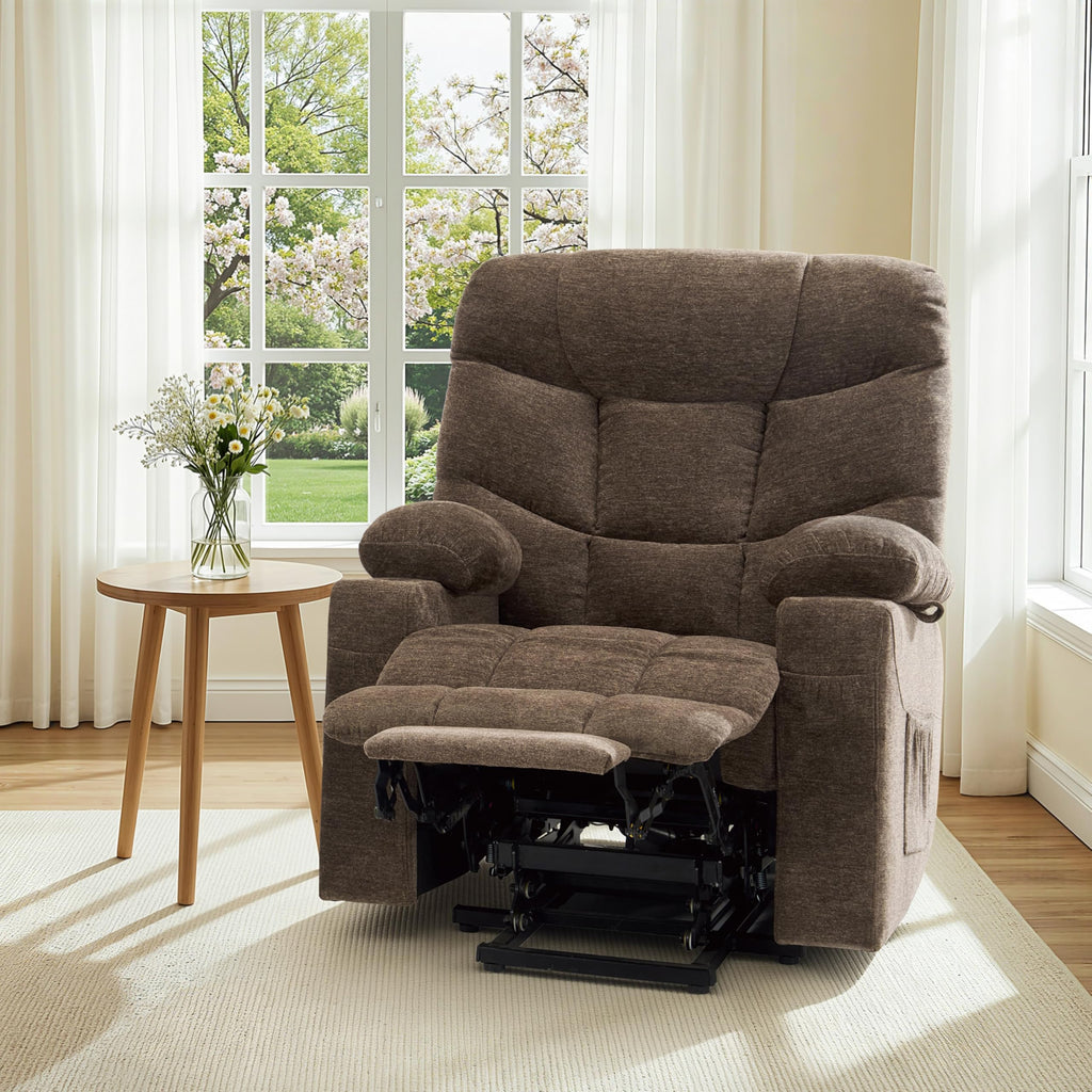 MCombo Power Lift Recliner for Elderly, Fabric 7287 (Light Grey, Medium)