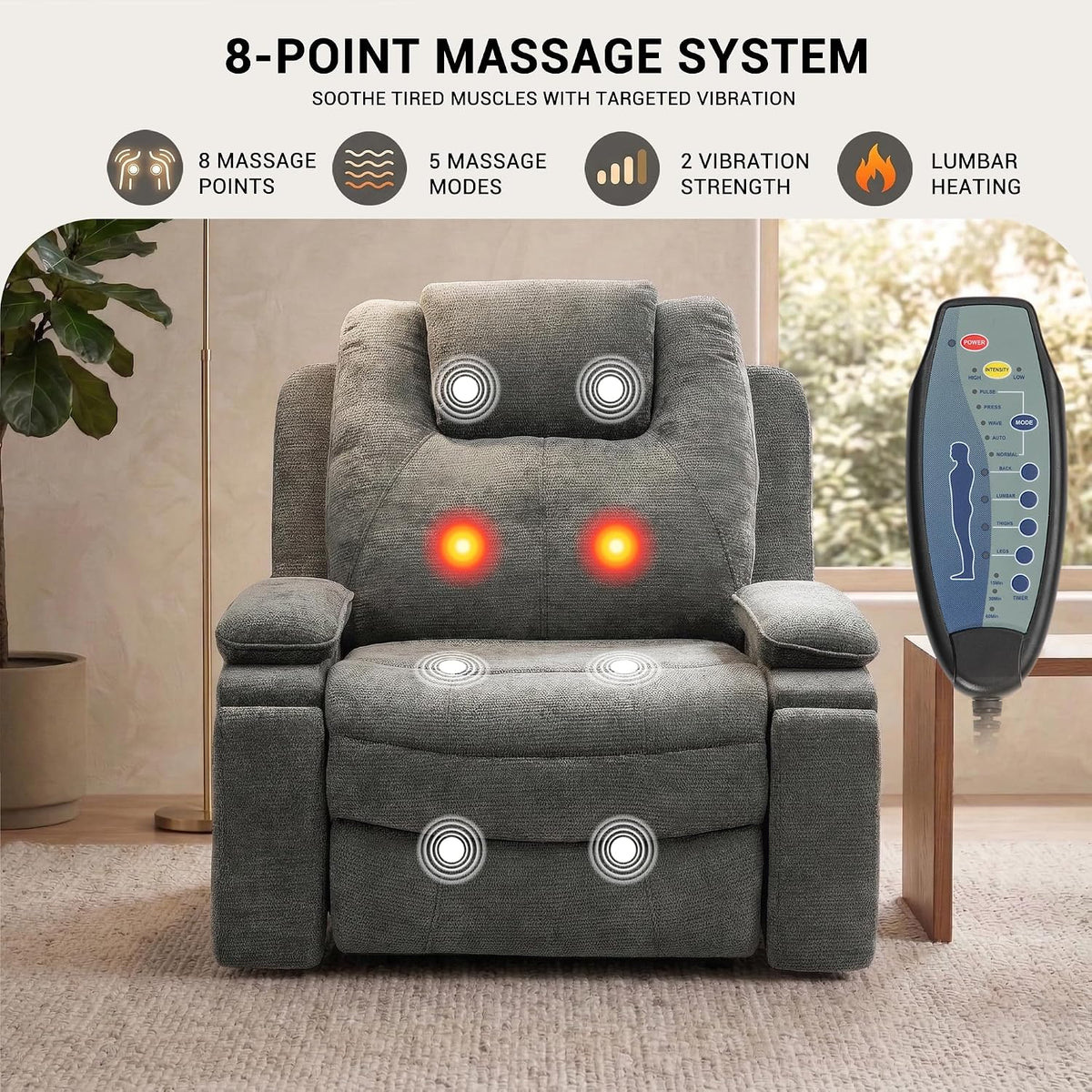 Oversized Dual Motor Recliner Power Lift Chair for Elderly Big Tall, Zero-Gravity Power Recliner Sofa, 350lbs Heavy Duty Seat with 4D Armrests, Phone Slot, Full Lay-Flat Positioning, Gray
