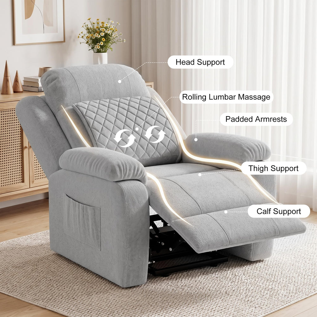 Power Recliner Chair with Heat & Massage, Electric Recliner for Elderly