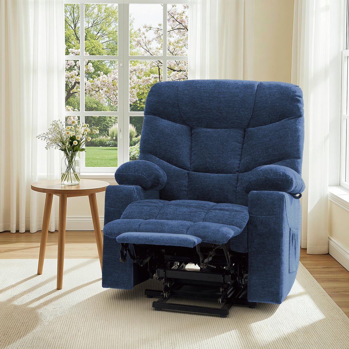 MCombo Power Lift Recliner for Elderly, Fabric 7287 (Light Grey, Medium)