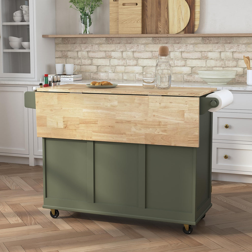 Homestyles Dolly Madison Black Mobile Kitchen Island Cart with Wood Drop Leaf Breakfast Bar
