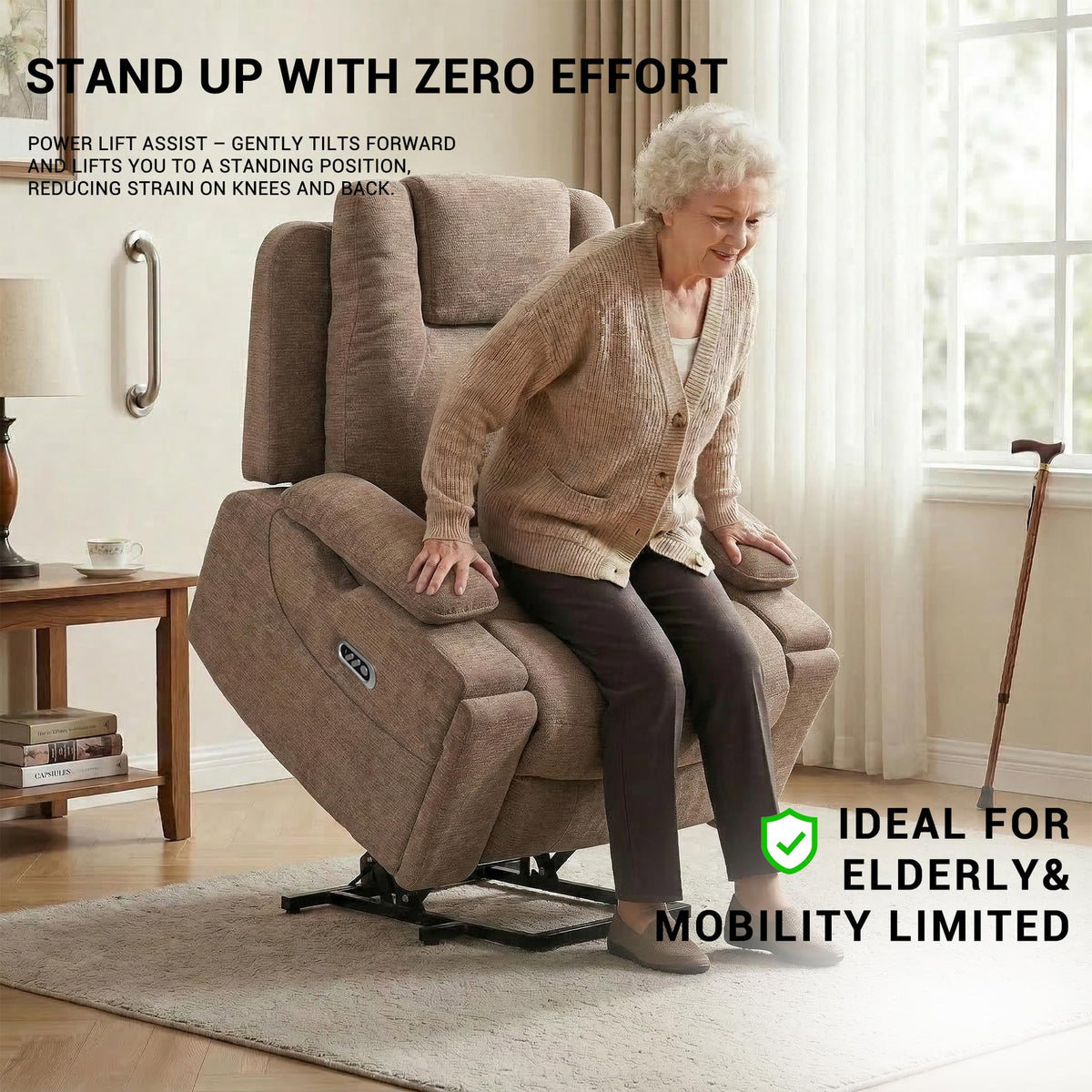 Oversized Dual Motor Recliner Power Lift Chair for Elderly Big Tall, Zero-Gravity Power Recliner Sofa, 350lbs Heavy Duty Seat with 4D Armrests, Phone Slot, Full Lay-Flat Positioning, Gray