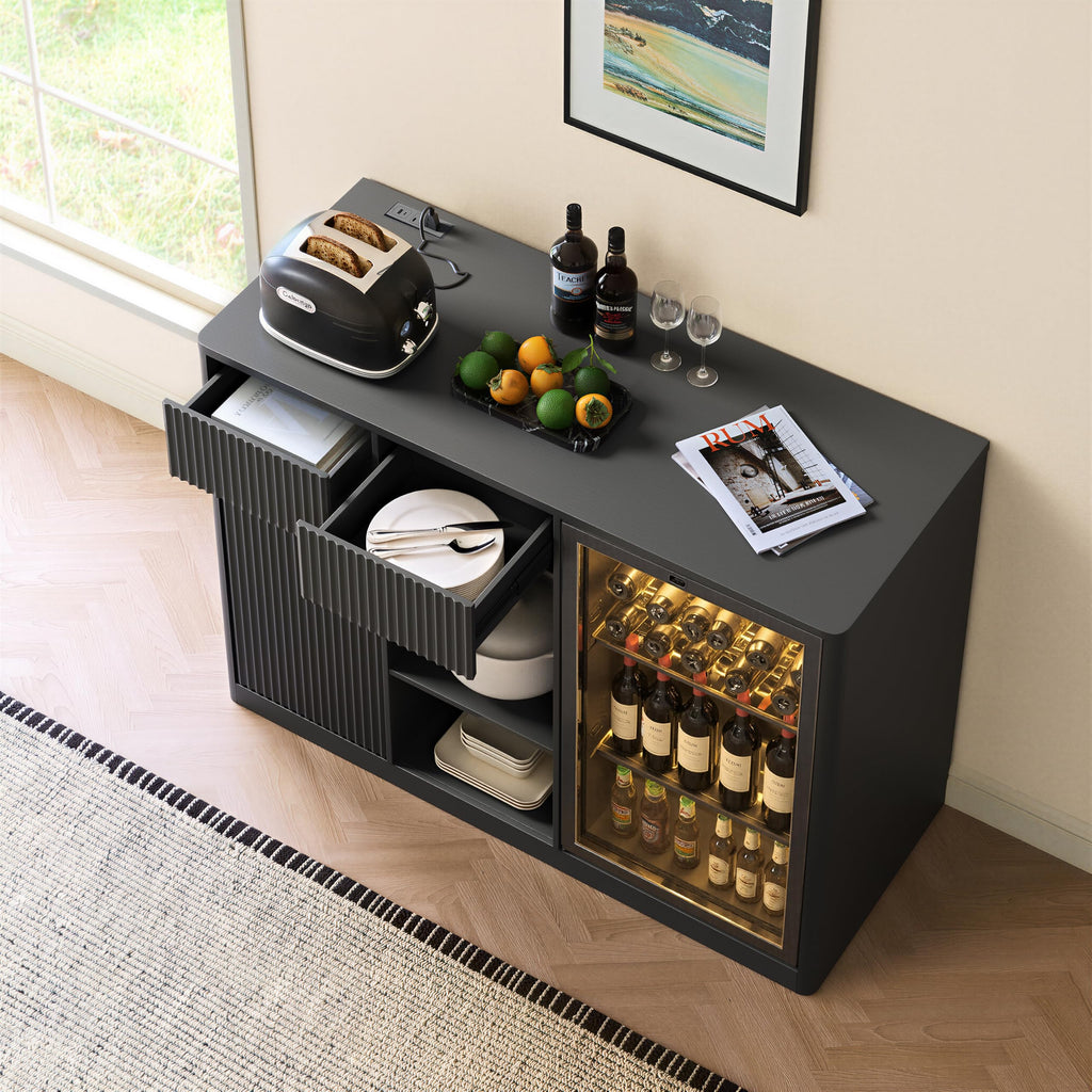 39.4" Coffee Bar Cupboard with Fridge Spaceï¼Natural Oak-ws