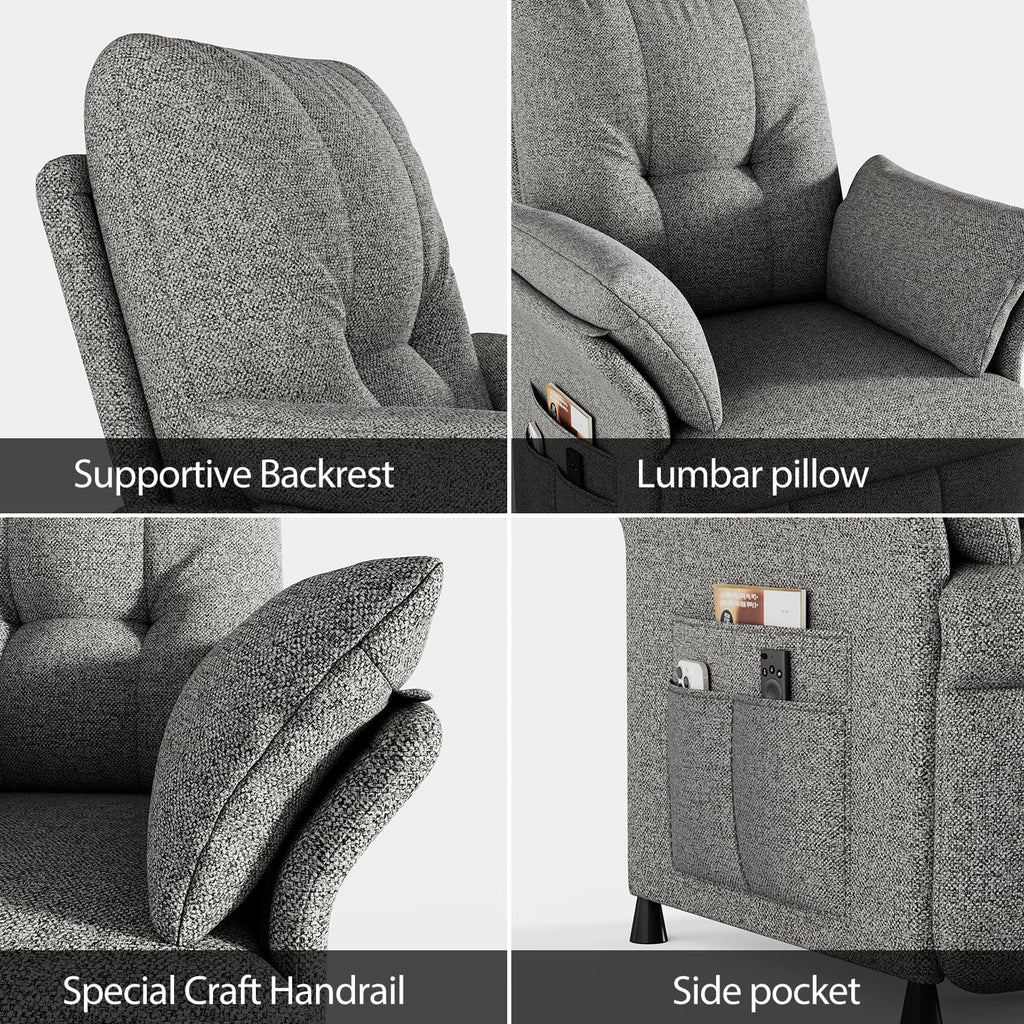 Power Recliner Chair with Heat & Massage, Electric Recliner for Elderly