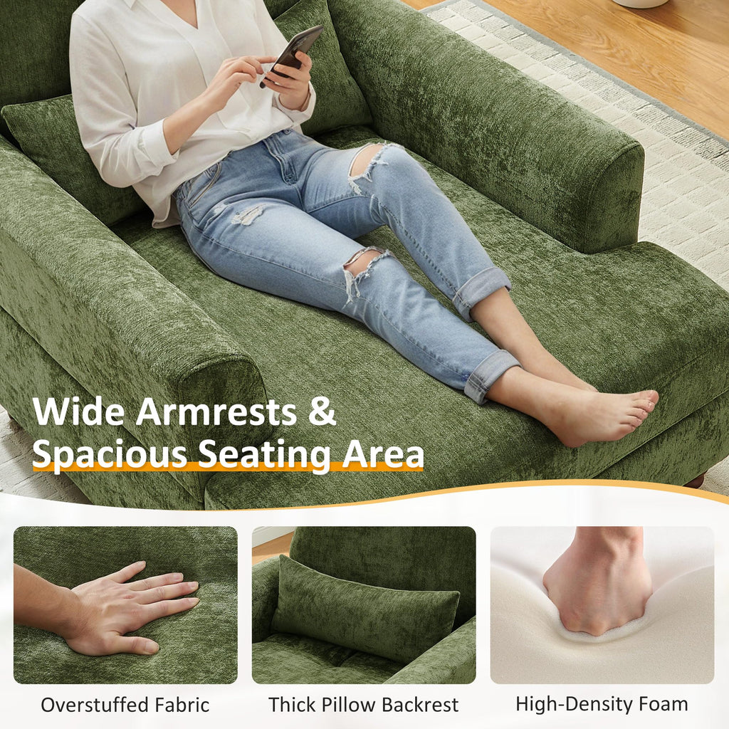 Oversized Chaise Lounge Chair with Adjustable Backrest, Polyester White