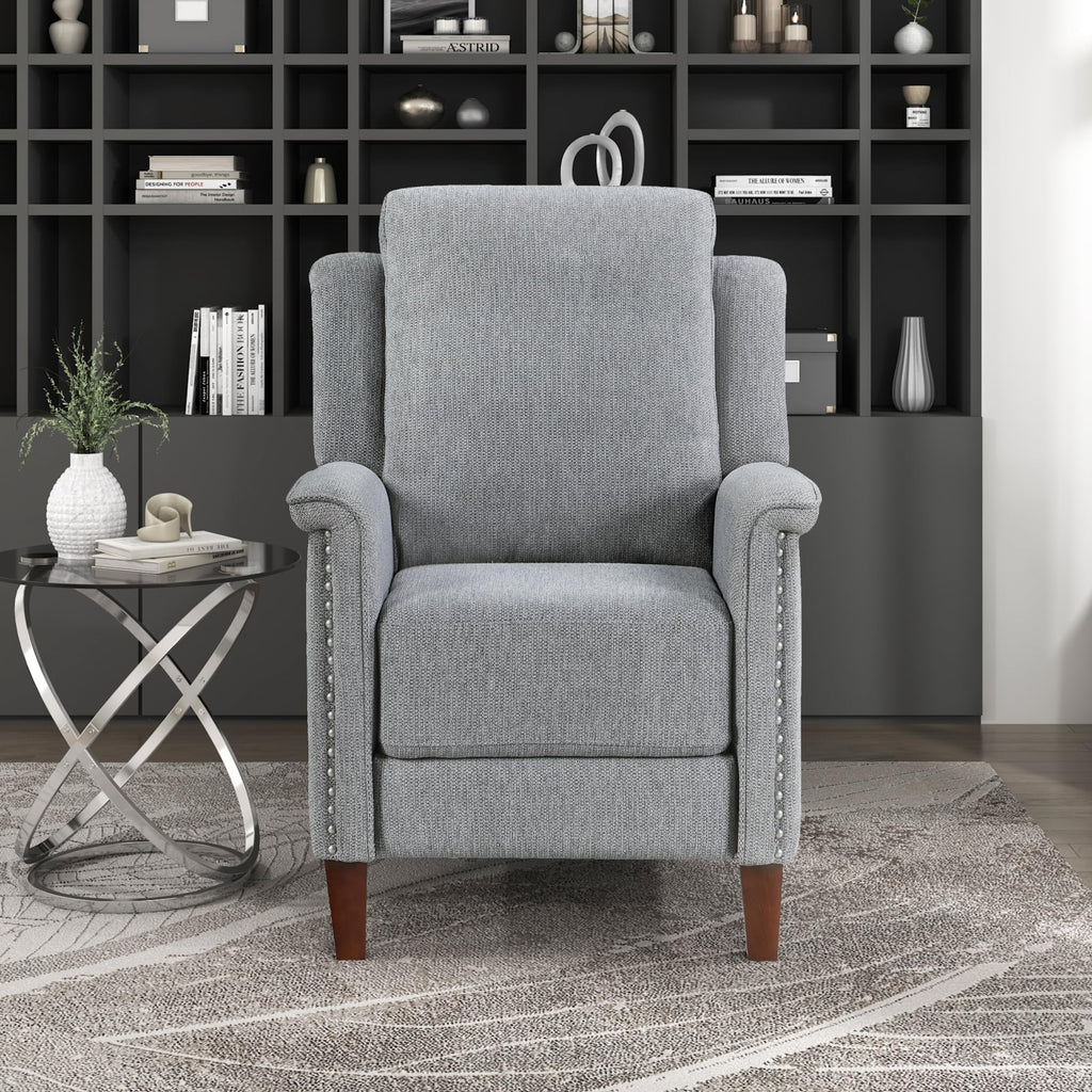Lexicon Textured Fabric Push Back Manual Recliner Chair, 29.5" W, Beige