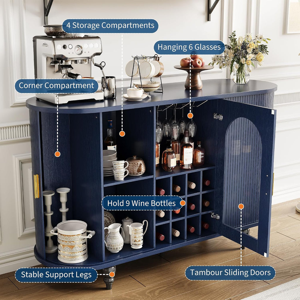 Garvee Bar Cabinet with Storage, Liquor Bar Cabinet with Sliding Door