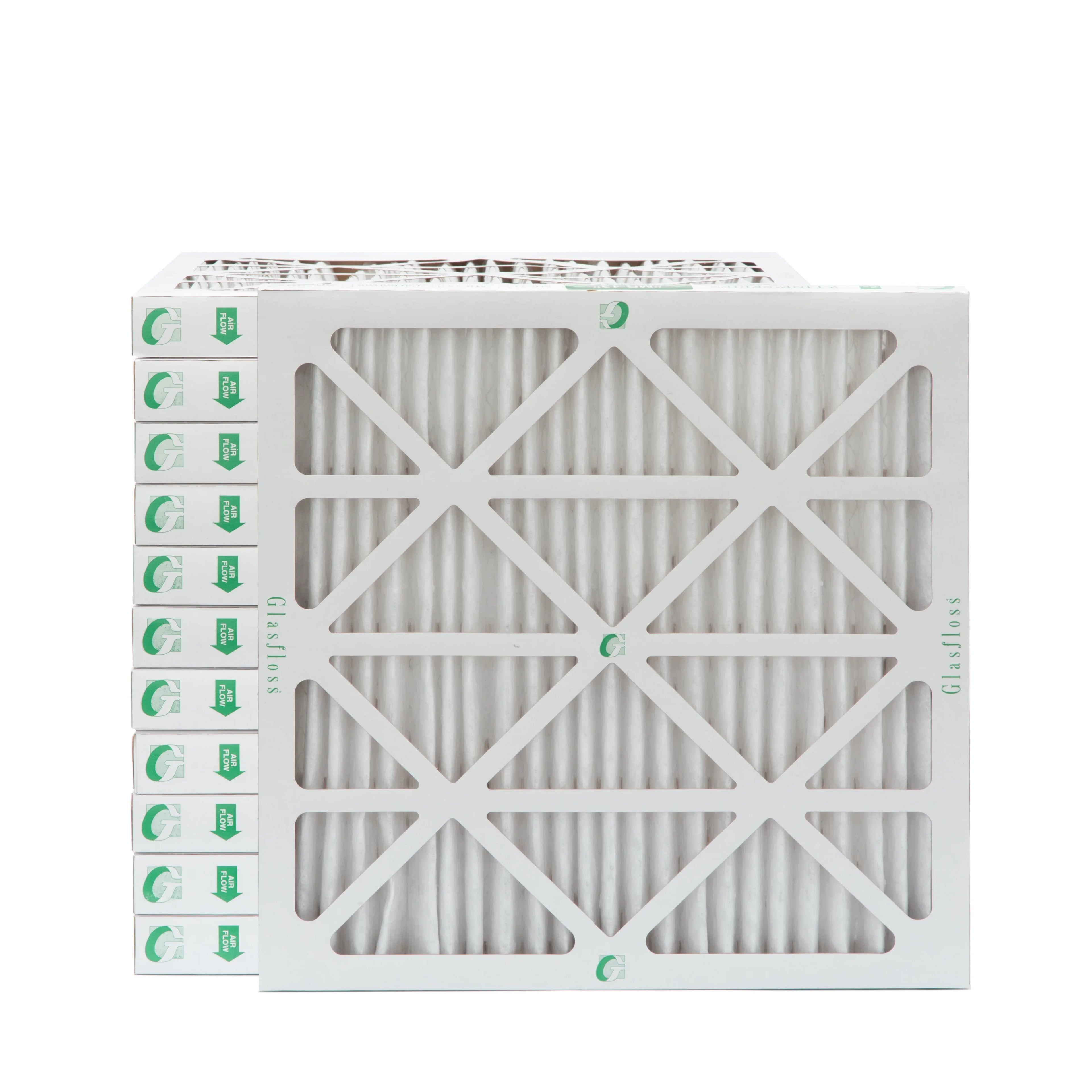 10 23-3/8 x Pack MERV 24x24x2 23-3/8 Air 1-3/4 Actual x Size: of Glasfloss. Inch Pleated by 2" 12 Filters