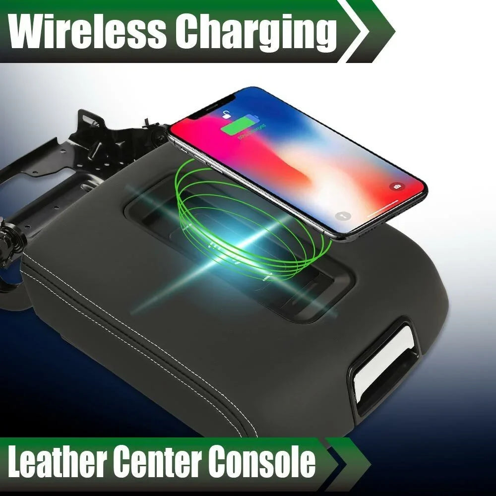 Center Fit Charging Armrest Chevy Console Tahoe Lid Wireless 15-20 For With
