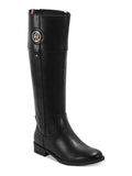 TOMMY Imina Boot Zip-Up Black Padded Flex Womens Logo 7 Block Heel Riding Gore HILFIGER WC M