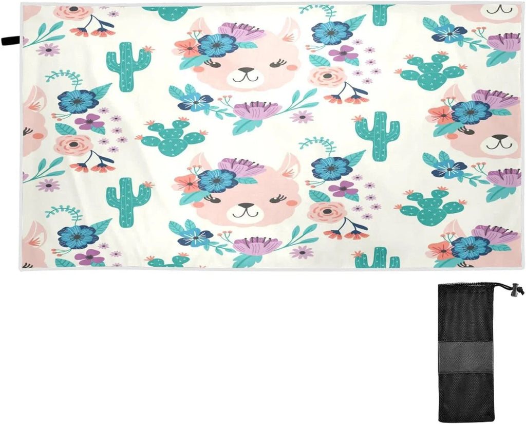 Thin Oversized Quick Towel, Cactus Shower Lightweight Beach Bestwell Dry Sand Pool Swim Llama Yoga Microfiber Bath Free Towel Multipurpose Towel Blanket, 30”X60” Towel