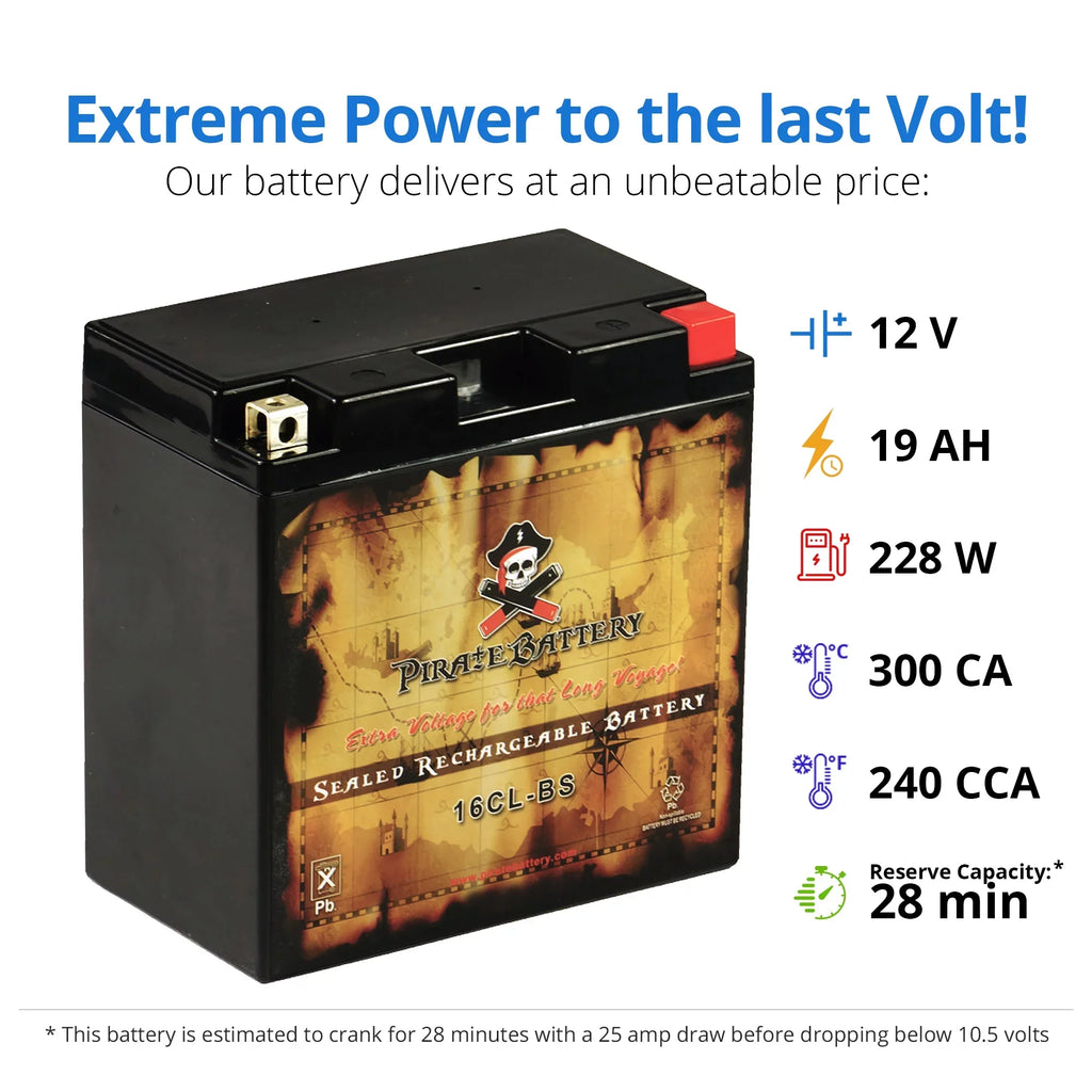 Battery Ah, Brp Jet Cca) All 12 Battery Volts,19 for Ski Yb16cl-b Pirate 240 1994 Models Sea-doo (16cl-bs Other