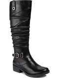 Onika Cushioned Womens Block Black Stretch Toe Round Tab Accent Heel Boots M Shoes 11 Side Gore Zip-Up Buckle Pull BARETRAPS