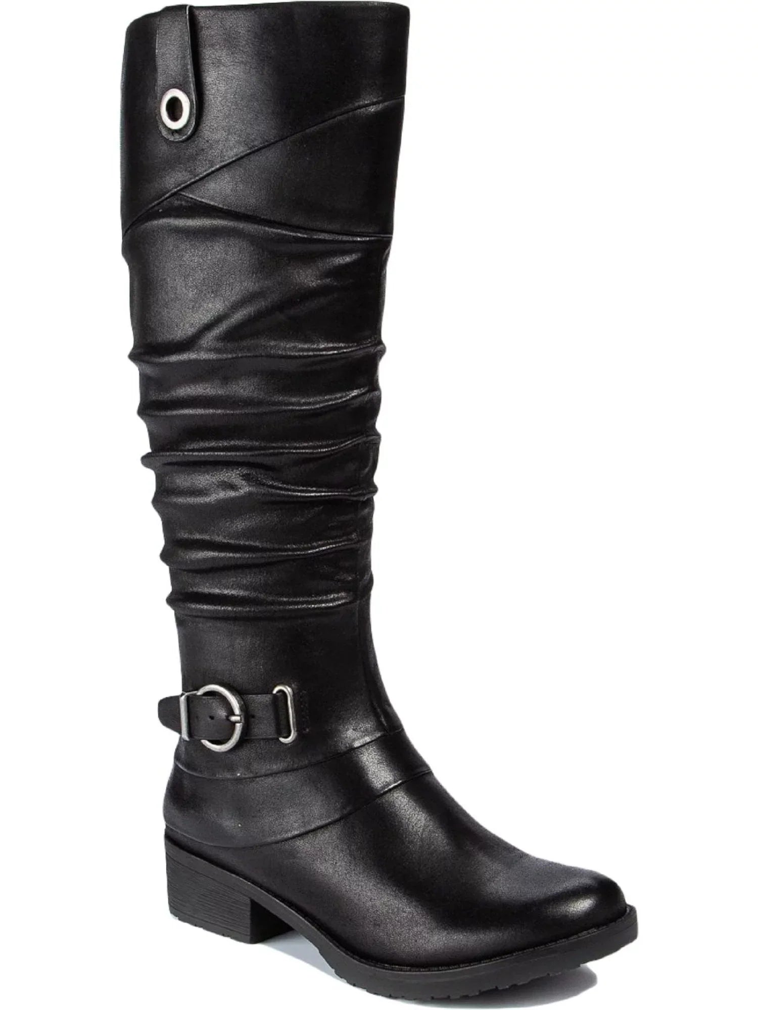 Onika Cushioned Womens Block Black Stretch Toe Round Tab Accent Heel Boots M Shoes 11 Side Gore Zip-Up Buckle Pull BARETRAPS