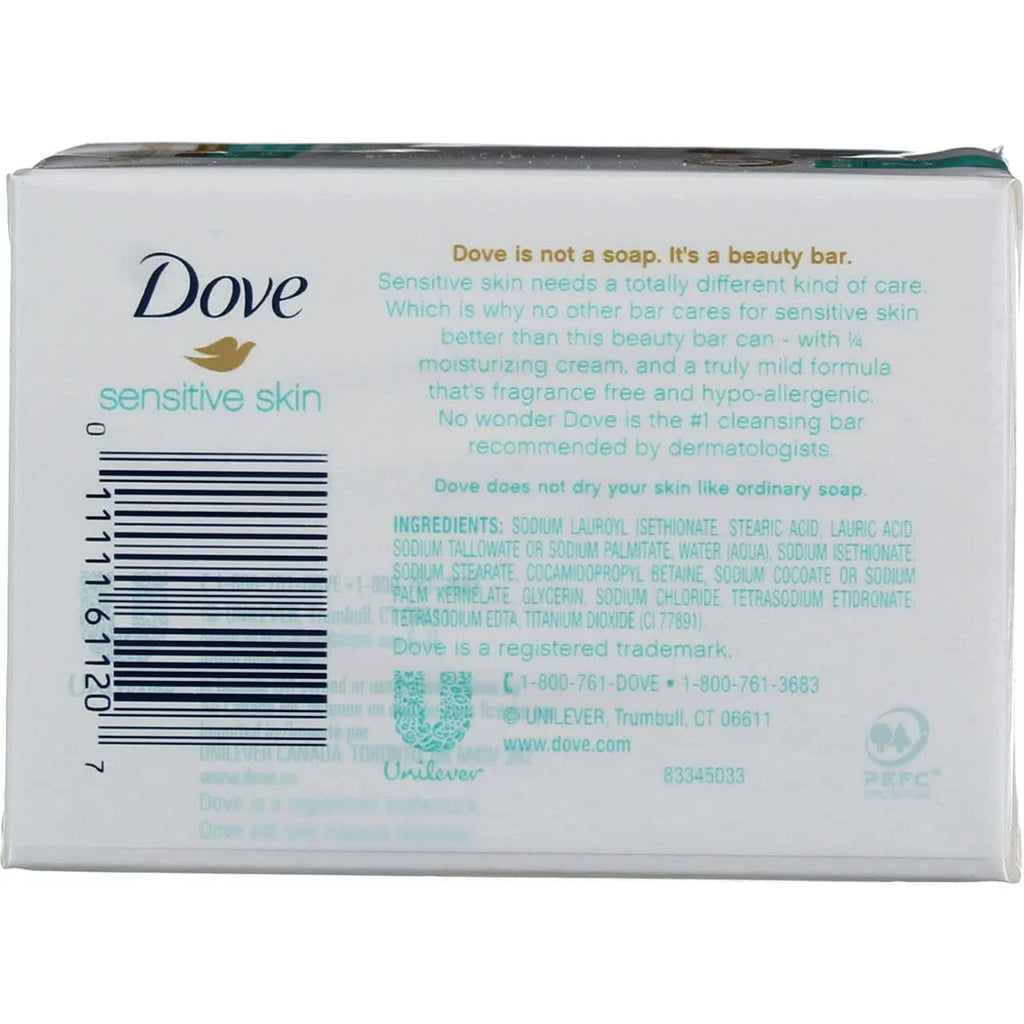(Pack Beauty 2 Dove Sensitive Oz, 4 Ea Hypo-Allergenic Skin 3) Bar Unscented Of