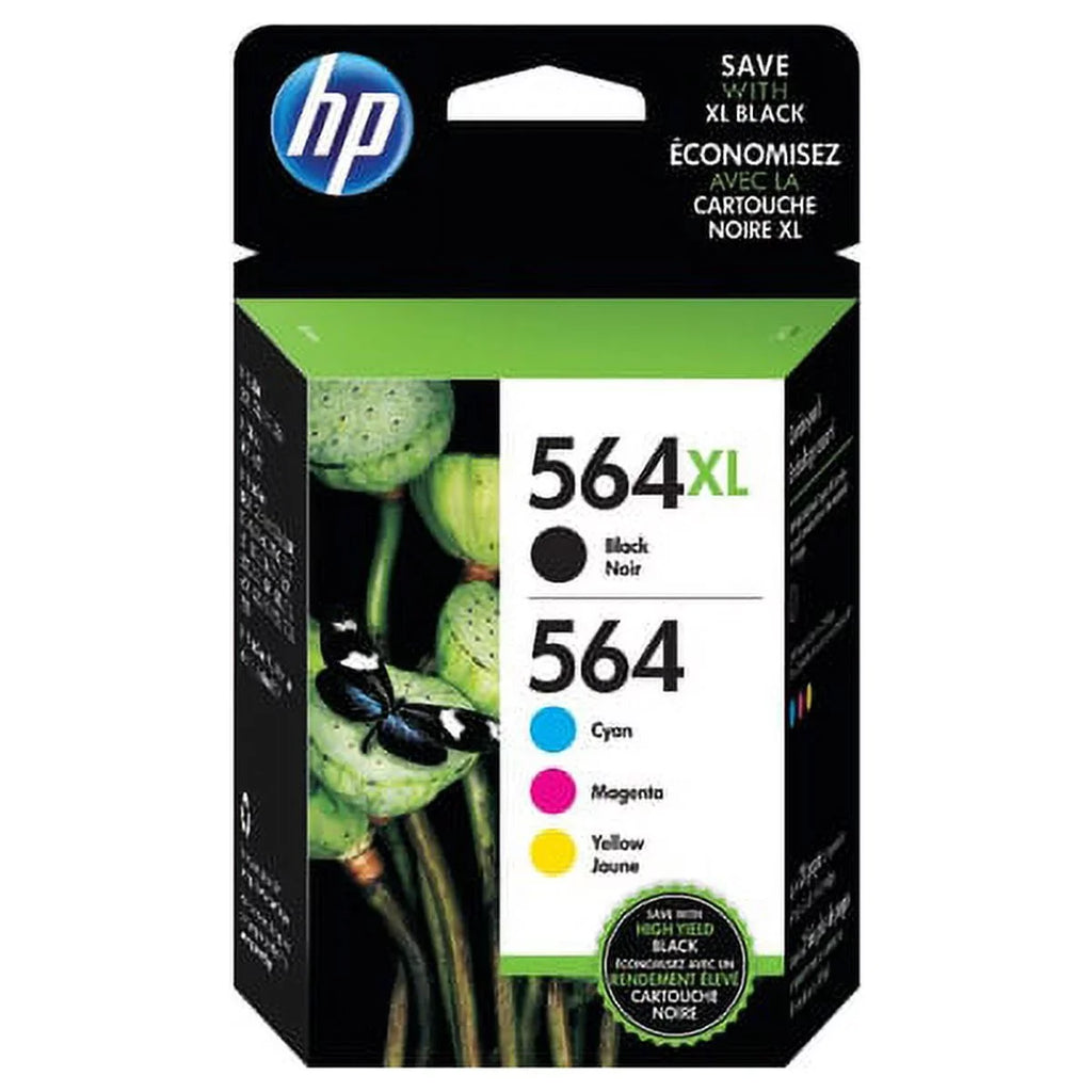 High-Yield Cyan/Magenta/Yellow HP and of HP Black 564XL 564 Cartridges, 4 Pack Ink