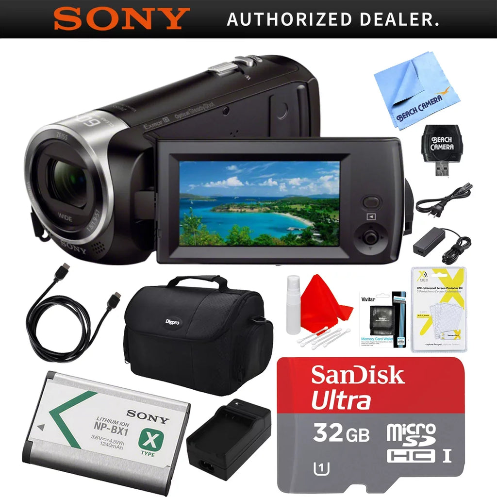 MicroSDHC HDR-CX405 with HDRCX405 Sony and Bag, Handycam Camcorder Video Card, Deluxe Bundle Charger, 32GB Cable, More HDMI AC/DC Recording CX405 Pack, Battery Memory
