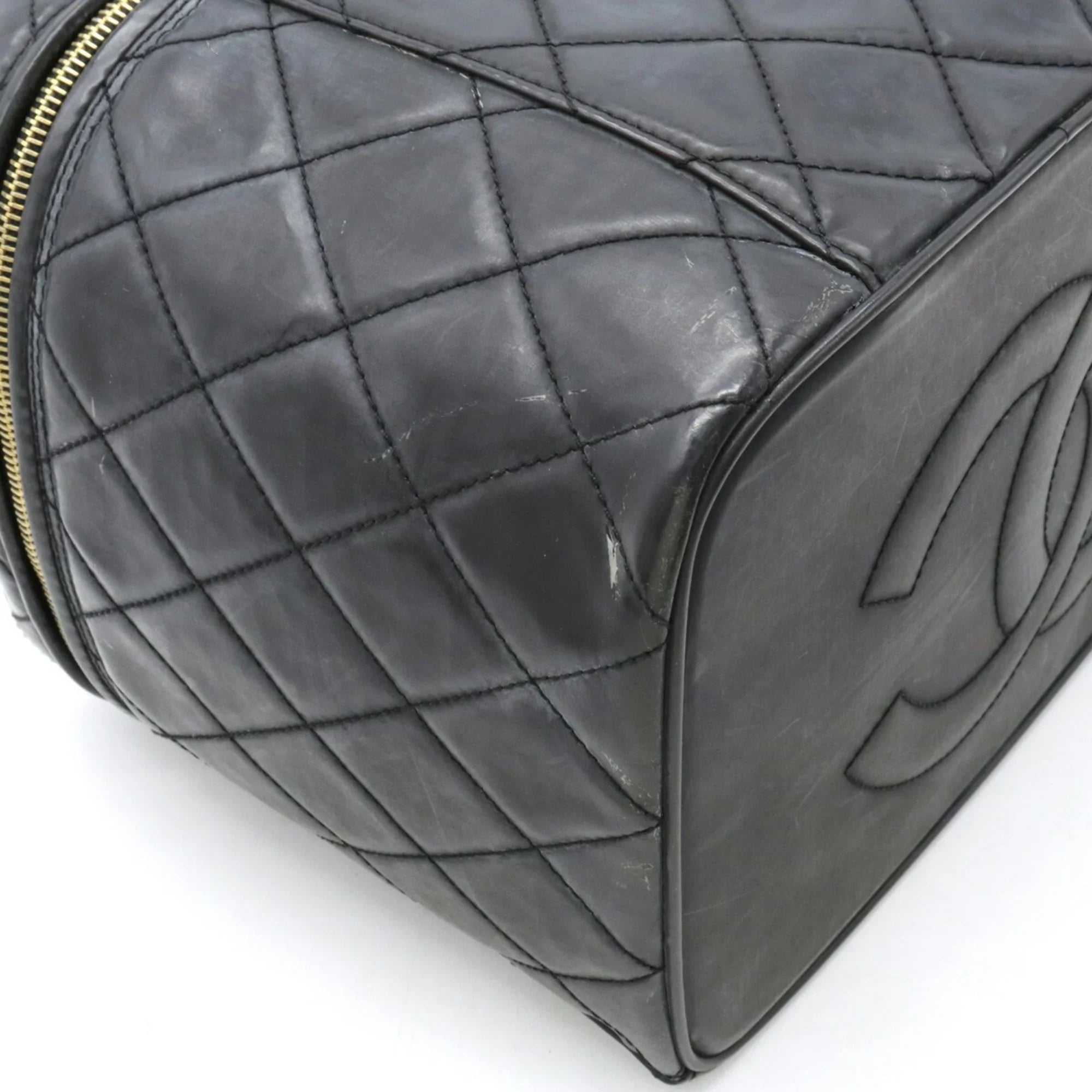 Handbag Vanity Shoulder Chanel Mark Coco Matelasse Pre-Owned Bag (Fair) CHANEL Black Leather