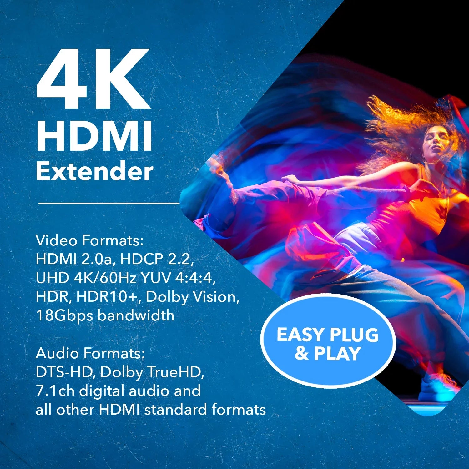 HDMI Audio Over Extender (UHD-IPC230-K) & 4K Extraction -IR OREI CAT6/7 -230 Ft Blaster