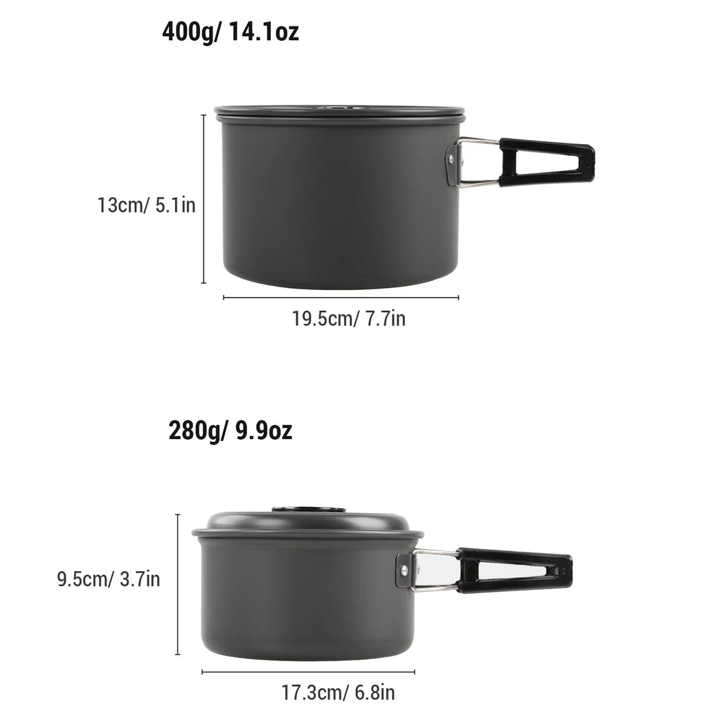 Pot Kit Cookware Anself Set and with Mess and Pan Camping Stick Backpacking Kettle Non Cooking for