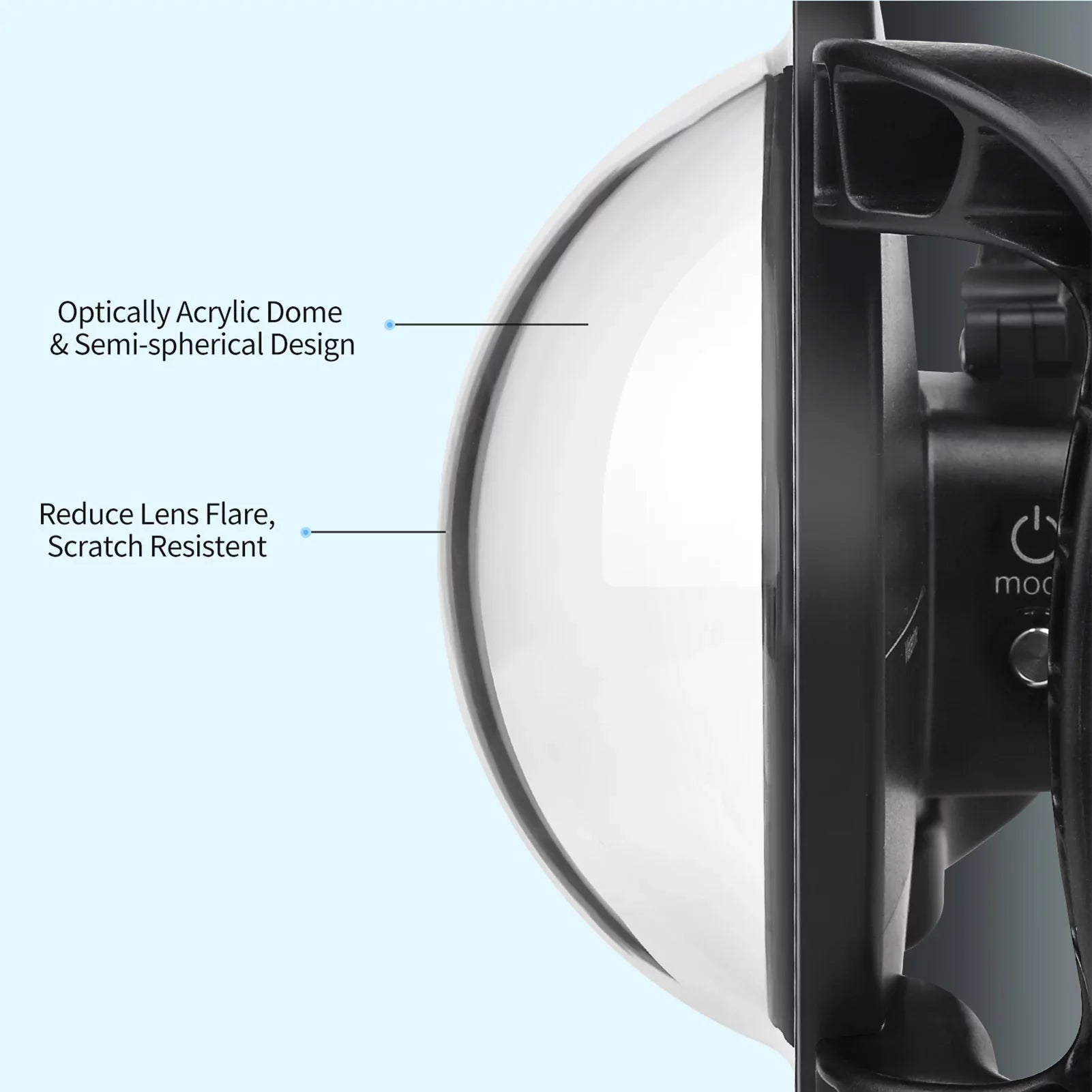 Handle Port Hero Black Dual 180° SHOOT Wide Angle Hero 10 for Dome XTGP559 - Case Waterproof, 9 45m