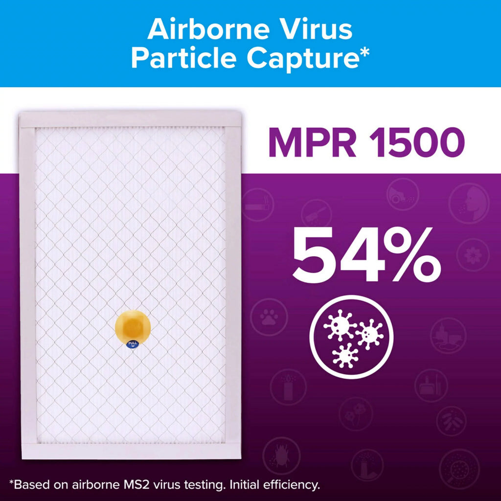 1500 16x25x1 12, MPR Allergen, Bacteria 1 Air Filter, Virus, Filtrete MERV Smart Filter