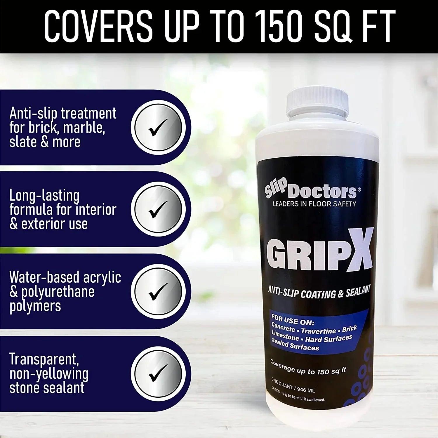 Concrete for and GripX Coating Outdoor and Non-Slip Indoor Tiles, Sealant