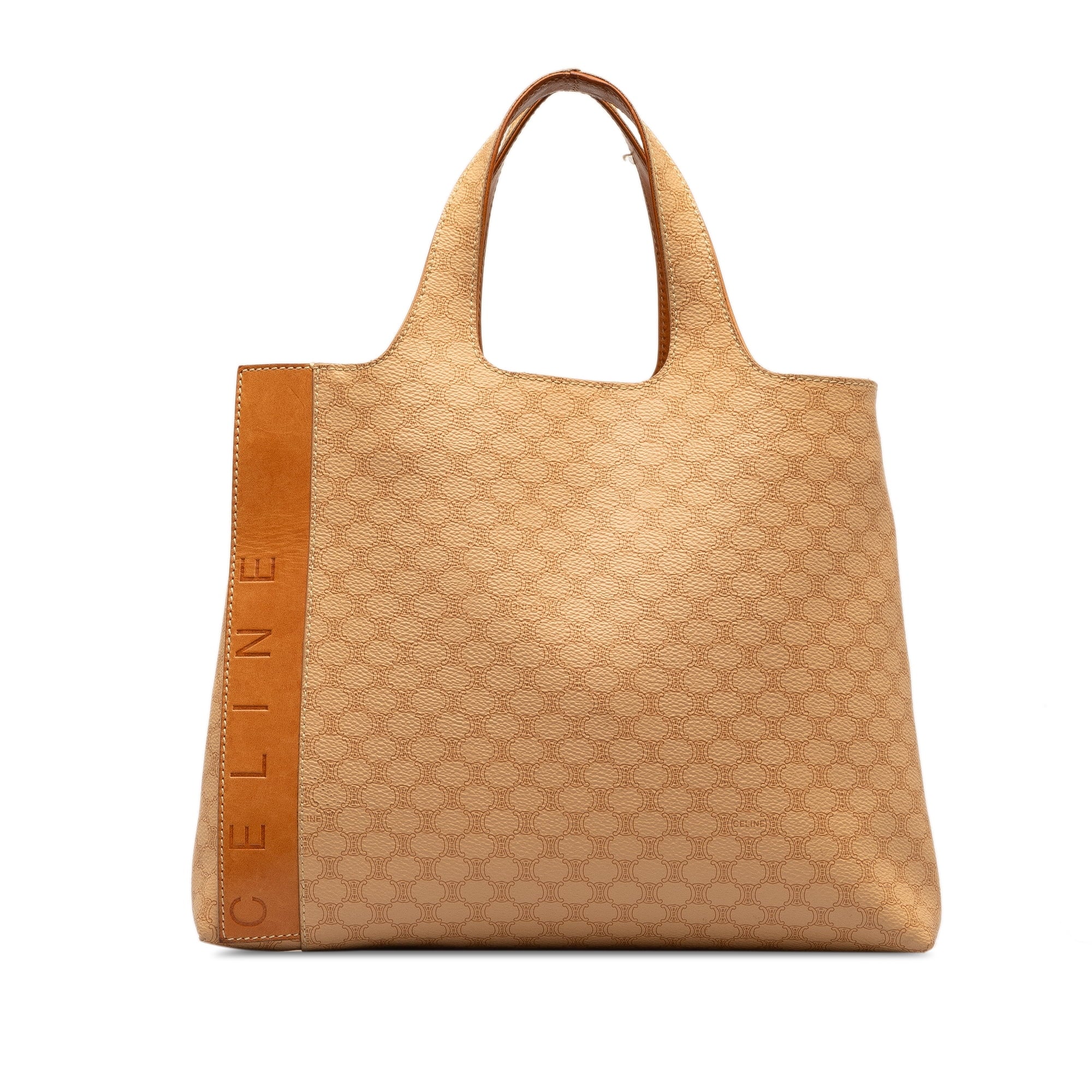 Bag Macadam Canvas Unisex Fabric Celine Coated Brown Tote (Good) Pre-Owned Authenticated