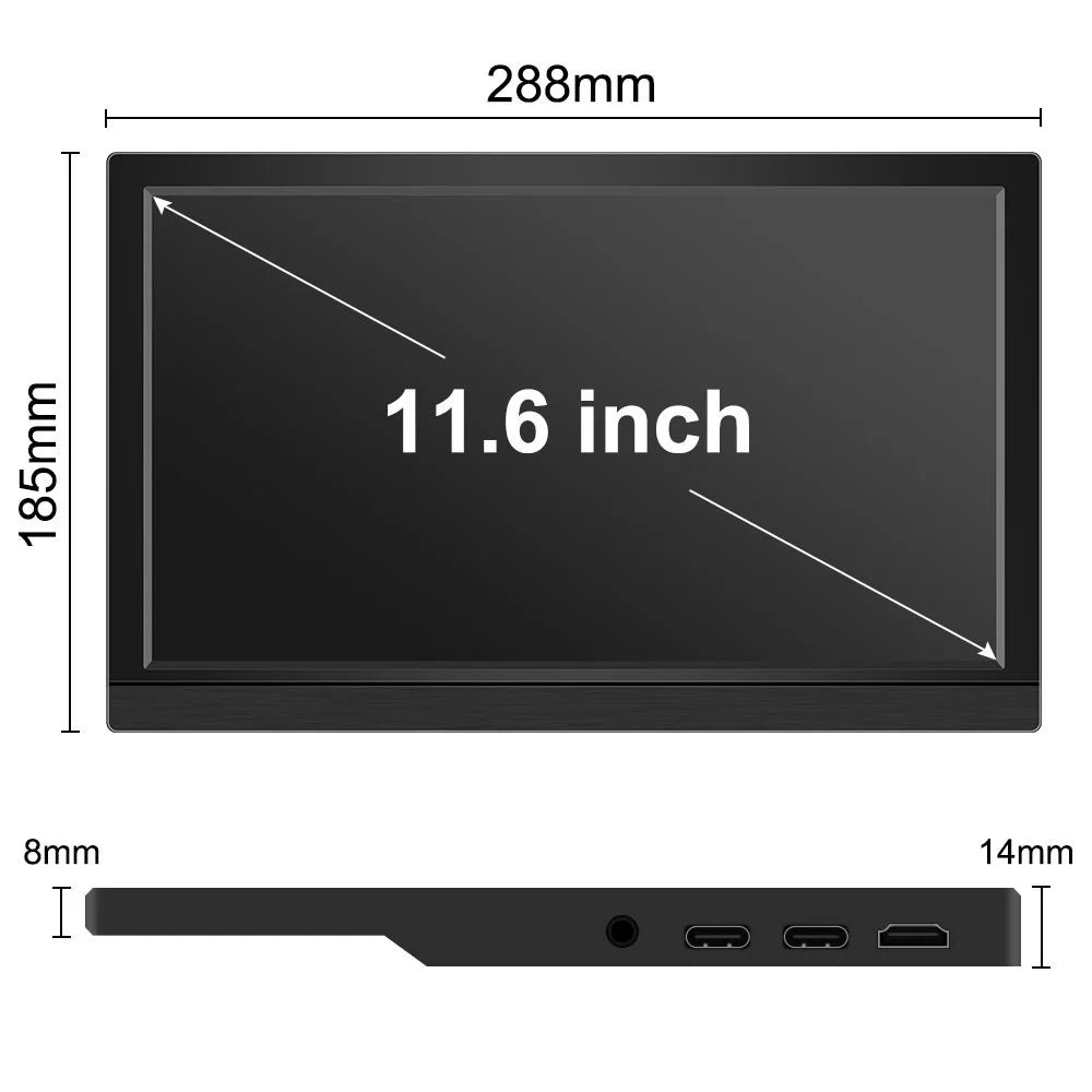 Inch TouchScreen 1366x768 PI Compture Gamer Raspberry PC XBOX Monitor 60Hz Stick PS4 Monitor Display 11.6 For Switch Protable