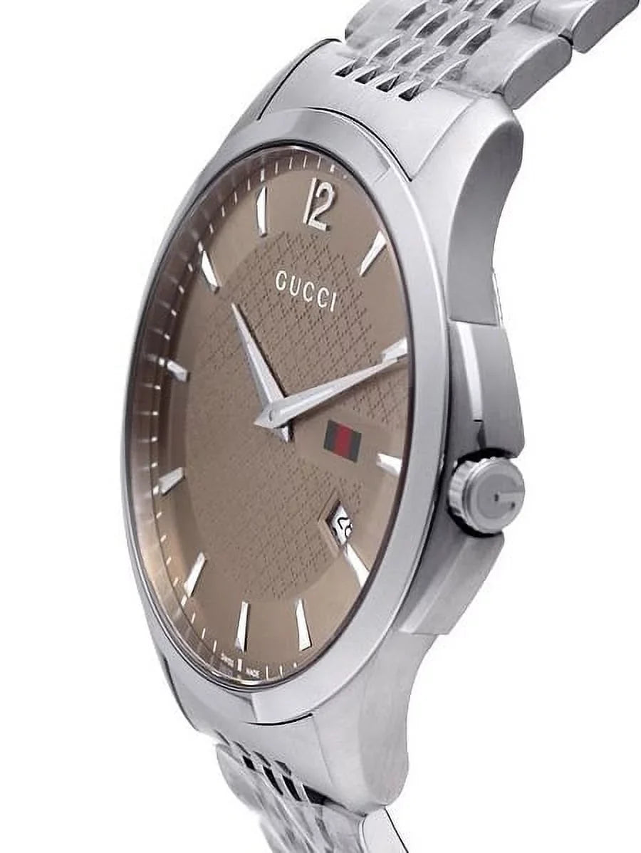 Steel Dial G-Timeless Stainless Mens YA126310 Gucci Watch Brown