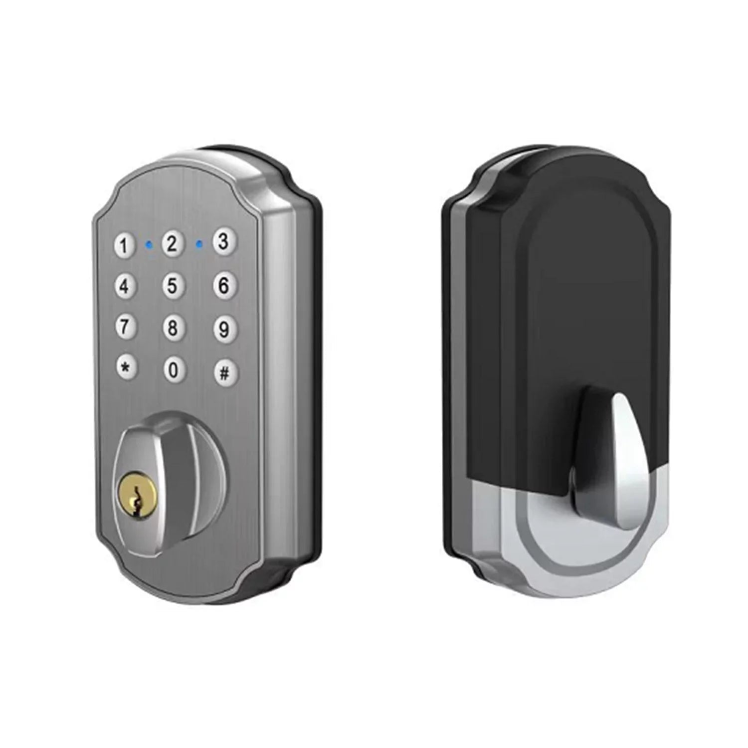 Smart Keypad for App Electronic Brushed Door Mobile with TL115 Nickel Entry Keyless Lock Deadbolt Door TurboLock Home Front
