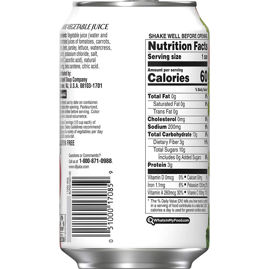 Low Oz. Juice, 11.5 (Pack Of 24) 100% Can Original Sodium Vegetable V8