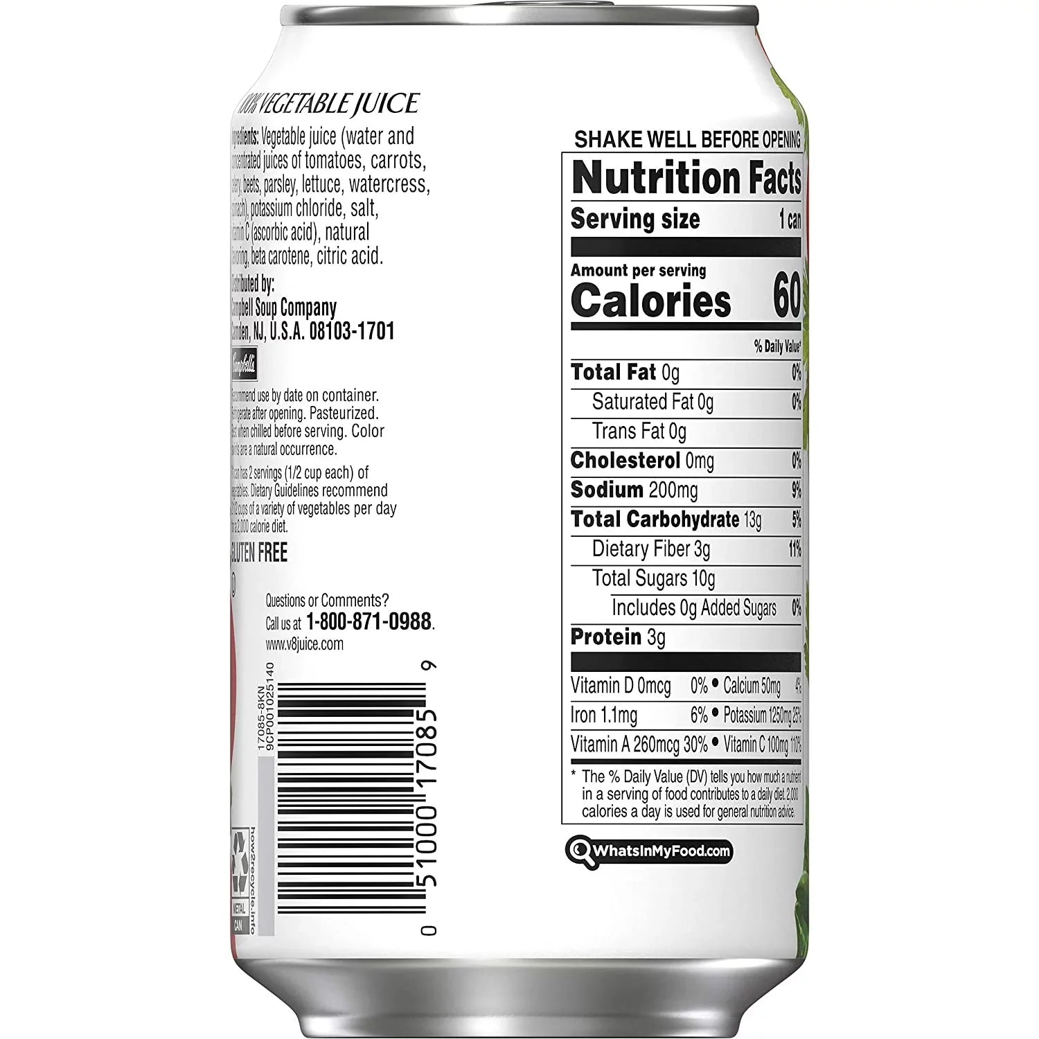 Low Oz. Juice, 11.5 (Pack Of 24) 100% Can Original Sodium Vegetable V8