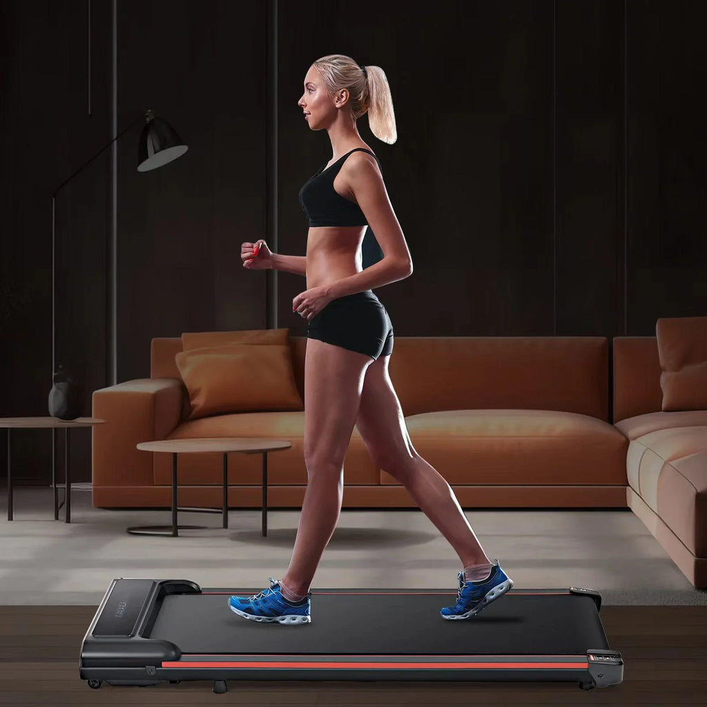 LED Pad, Small Under Portable Walking Walking Speed, Control, 0.6-3.8MPH Jogging Office, Remote Treadmill Desk & Red Fitness Home 300lbs, Machine, 2-IN-1 Treadmill Seizeen Size with for Display,