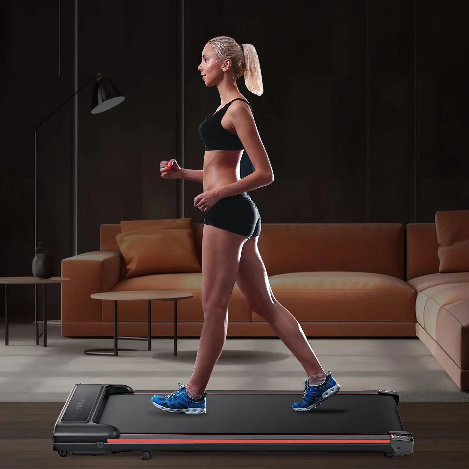 LED Pad, Small Under Portable Walking Walking Speed, Control, 0.6-3.8MPH Jogging Office, Remote Treadmill Desk & Red Fitness Home 300lbs, Machine, 2-IN-1 Treadmill Seizeen Size with for Display,