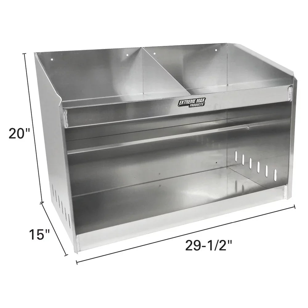 Dual Extreme 5001.6056 Race Storage Shelf Helmet Organizer Max for Cabinet Garage Aluminum Deluxe Enclosed Bay Trailer Shop Holder Storage